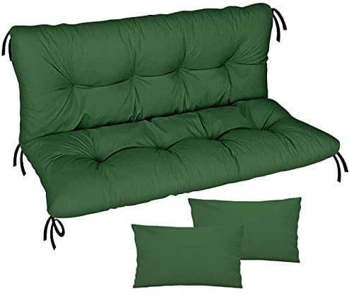 Ferocity Auflage für Hollywoodschaukel 100x50x50 Gartenbankauflage und 2 Kissen Palettenauflage Bankauflage Sitzkissen und Rückenkissen Matratze Sitzpolster Gartenpolster, Grün [133]