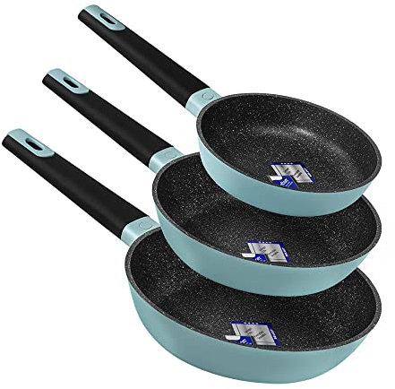 Cecotec Set de Sartenes Polka Experience 18-22-26 Bucket Set Shark. Diámetro 18-22-26, Aluminio Fundido, Revestimiento Antiadherente, Apta para todo tipo de Cocinas y Lavavajillas, Verde