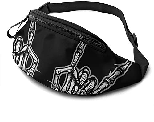 mengmeng Rock Horn Zeichen Skelett Hände Bauchtasche Taille Bauchtasche Laufgürtel Herren Damen Unisex Bauchtasche Verstellbare Gürteltasche für Outdoor Workout Wandern Geschenke