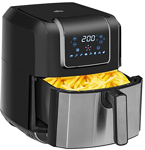 HOMCOM Friggitrice ad Aria Calda 8 in 1 da 6.5L, 1700W, Friggitrice Senza Olio con Temperatura Regolabile, Air Fryer e Schermo LED, 36.5x29x33.8cm