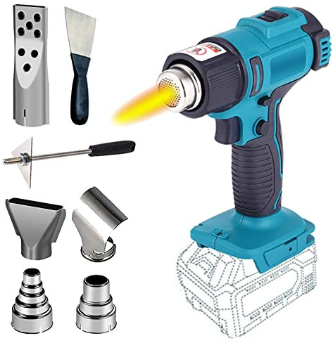 WDWYX Portable Cordless Heat Gun, 18V Lithium-ion Battery Hot Air Gun Kit, 1200W Adjustable Flame Control - No Battery and Charger (Size : Kit B), Multi-colored