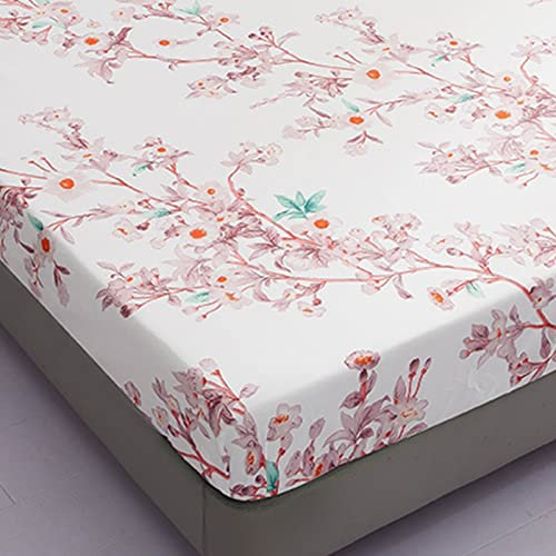 Odot Mikrofaser Spannbettlaken, Drucken Spannbetttücher bis 27cm, Superweiches Spannbetttuch Bettlaken für Einzelbett Doppelbett, für Boxspringbetten (Rosa Blumen,180x200x27cm)