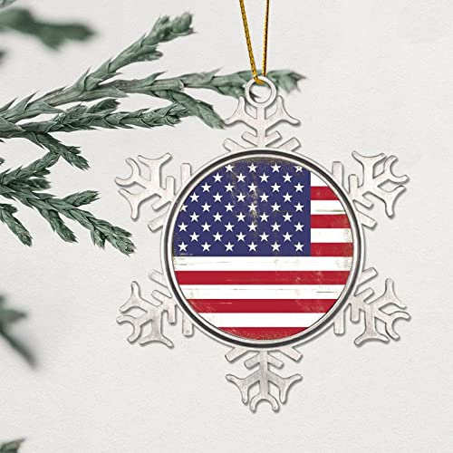 Metall-Schneeflocken-Hängeornament, Vereinigte Staaten von Amerika, Flagge, Weihnachtsbaumschmuck, Landhausflaggen, 8,1 cm, künstlerische Geschenkideen, Keramikherz, neues Hausdekoration, Andenken