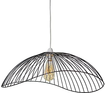 MiniSun | Wavy Wire Design Ceiling Light Shade in a Black Metal Finish | Pendant Lights, Home Décor & Improvement Essential | Includes 4W Bulb [2700K Warm White] | 310mm Shade Width