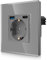 CNBINGO Einzelsteckdose mit 2× USB-Anschluss (20W Schnellladen) - 1× (Typ-C und USB-A) - Einfach Glas Schuko Steckdose Unterputz - Grau Wandsteckdose mit Kindersicherung