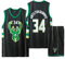 CLZWFZ 34#Basketball Trikot Kit Kinder Fans Trikot Jungen Sportbekleidung Ärmellose Basketballweste Tops und Shorts Sport Set Sommer Trainingsanzug Geschenke für Jungen Grils,Schwarz,M