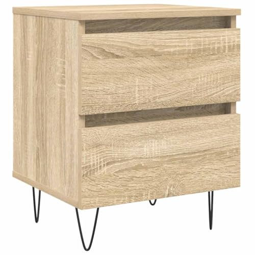 vidaXL Nachttisch, Nachtschrank mit viel Stauraum, Kommode für Schlafzimmer, Nachttischschrank Beistelltisch Aufbewahrung Nachtkästchen, Sonoma Eiche Holzwerkstoff