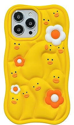 QoKcoahn Case for iPhone 11,Kawaii Phone Cases 3D Cartoon Cute Funny Yellow Duck Silicone Rubber Shockproof Protective Case Women Girls for iPhone 11
