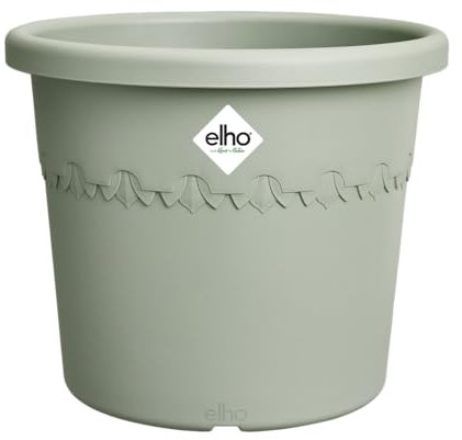 elho Algarve Cilindro 30 - Flower Pot Outdoor - 100% Recycled Plastic - Ø 29.5 x H 24.7 cm - Green/Thyme Green