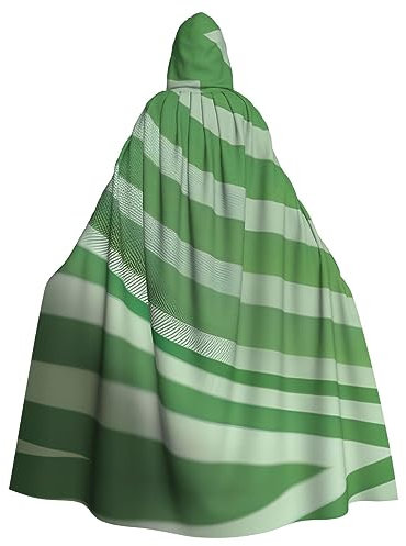 Capa con capucha para adultos, luciérnaga y linterna, capa de vampiro, perfecta para Halloween y varias fiestas temáticas, Rayas verdes clásicas, talla única