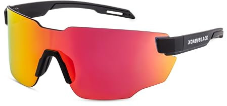 Back in Back Unisex Shield Sportbrille/Schnelle Brille, Fahrradbrille, Sonnenbrillen für Damen & Herren/100% UV-Schutz F2512124