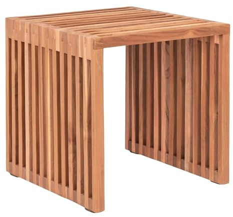 möbelando Beistelltisch >Pego< in Braun, Teak - 40x40x40cm (BxHxT)