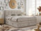 MKS MEBLE King Boxspringbett 180x200 Beige - Polsterbett Mit Bettkasten, Multipocket-Matratze H4, Kopfteil und Topper - Luka Modell in Beige Struktur