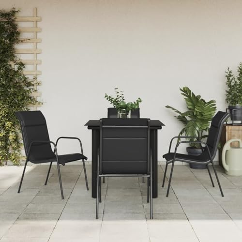 SECOLI Gartenmöbel Set 4 Stühle und Tisch aus Alu, Essgruppe für 4 Personen, Gartentisch und Stuhl Set, 80 cm Tischlänge-19, Perfekt für Garten und Outdoor