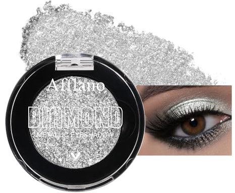 DE'LANCI Silber Weißer Glitzer Lidschatten,Silber Metallischer Schimmer Lidschatten,Hochpigmentiert, Wasserfest,Vegetarismus,Geeignet Für Den Täglichen,Tanzparty,Date-Make-up, Talc Frei #1H