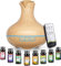 Aroma Diffuser, 600 ML Mit 8 Ätherischen Ölen, Luftbefeuchter Schlafzimmer, Diffuser mit Fernbedienung, 4 Timer, Automatische Wasserlose Abschaltung für Große Räume