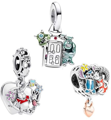 RMMY Charm Bear Monsters Boy Friend Heart Charm Anhänger für Armband Halskette Muttertag Geschenk für Frauen 925 Sterling Silber Beads with Zirkonia Schmuck