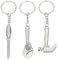 PATIKIL Llavero de Herramientas de Mano Mini Paquete de 3 Llaveros de Metal Con Forma de Llave Inglesa para Bricolaje Colgante Creativo de Destornillador Martillo Garra Plateado