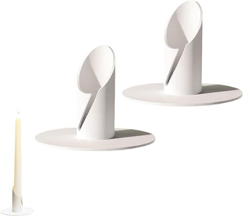 Kerzenständer, 2,2CM Candlelight Dinner Kerzenhalter, Kerzenhalter Aus Metall für Wohn und Schlafzimmerdekoration,2 Stück, Weiß