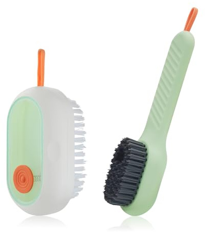 Feelorna Shoe Brushes, 2 Pcs Soft Bristle Shoe Cleaning Brush Laundry Brush with Soap Dispenser, Multifunctional Household Cleaning Brush for Washing Shoes Clothing Bathroom Kitchen
