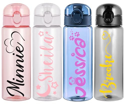YanNanKe 26oz Personalised Plastic Water Bottles with Name Logo Custom Leak Proof Water Bottles with Handle for Girls Boys School Sport Travel