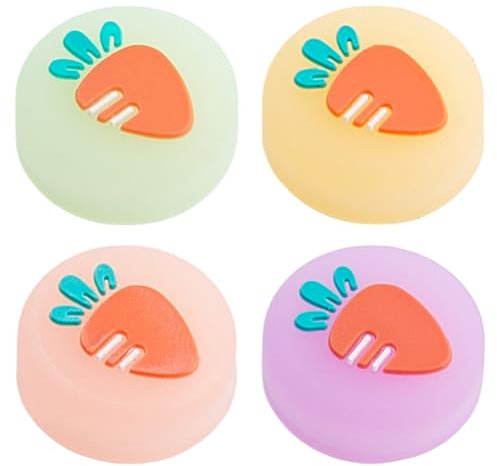 GORGECRAFT 4pcs Carotte Pouce Grips Fruit Analogique Joy Stick Housse de Protection Souple Silicone Joystick Bouton Caps Compatible avec Switch OLED Lite Console pour Joycon Controller Couleur Mixte