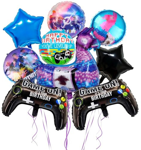 Spiel Thema Ballon Geburtstag Dress Up, 9 Stück Kindergeburtstag Luftballons, Große Folienballons, Runde Mehrfarbige Folienballons, Geburtstagsparty Hintergrund Dekoration