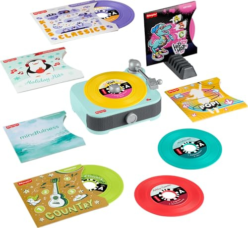 Fisher-Price Giocattolo musicale Deluxe Rockin' Giradischi finto con 6 album per bambini dai 3 anni in su (esclusiva Amazon)