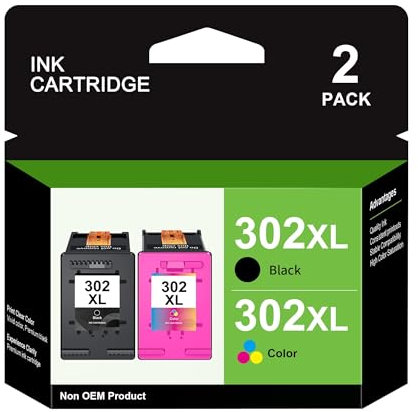 302XL Druckerpatronen Multipack Ersatz für HP 302 XL Patronen 302 Schwarz und Farbe für HP Envy 4525 4520 4522 4524 4527 Officejet 3830 3831 3833 5230 Deskjet 2130 3630 3636 1110 (2er Pack)