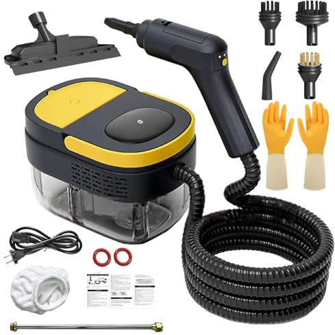 2500W Steam Cleaner, 3-Level Adjustable Handle, 15s Heat-Up, 1600ML Tank, Portable Steam Cleaner Handheld with Gloves and 7 Accessories, Steamer Cleaning for Kitchen Floor Car Bathroom Window Curtain