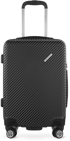 bugatti Handgepäck-Koffer “Pure S mit 4-Rollen, Kleiner Hartschalenkoffer 24 L aus recyceltem PET, schwarz