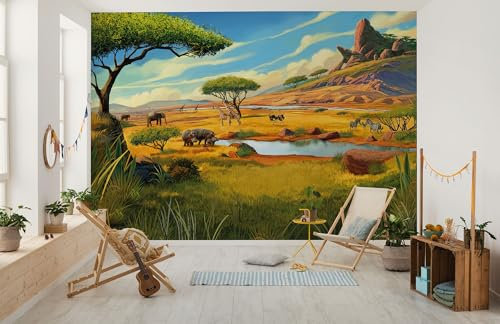 Komar Vlies Fototapete - Disney The Lion King Savanna - Größe 350 x 250 cm - Tapete, Kinderzimmer, Kindertapete