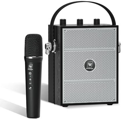 WinBridge Amplificador de voz inalámbrico con micrófono de mano, micrófonos portátiles con altavoz Bluetooth para profesores, micrófono inalámbrico de karaoke para cantar, sistema PA con eco y efectos