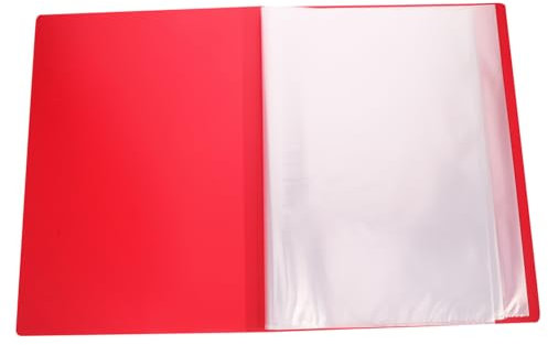 HOMSFOU Chemise De Documents A3 Transparente 40 Pages En Plastique Poche Avant Pour Stockage Et Artistique Rouge Classeur De Bureau Polyvalent
