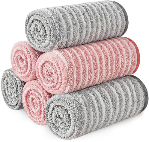 PHOGARY 6 Stück Microfaser Abschminktücher Waschbar, Wiederverwendbare Make up Entferner Tücher Waschlappen Gesicht, Mikrofaser Abschminkpads Waschbar (20x20cm)