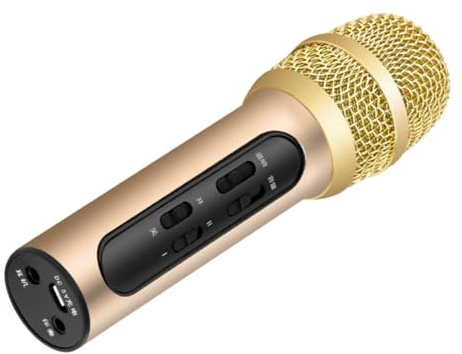 UPKOCH Handheld Mikrofon Karaoke Champagnergold Studio Gesang Mikrofon mit Reverb Effekt für Live und Aufnahmen Zuhause