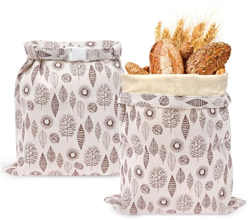2 Pcs Reusable Beeswax Bread Bags for Freezer & Refrigerator Beeswax-Lined Cotton Storage Bags Waxed Paper Bread Bags for Sourdough to Keep Fresh