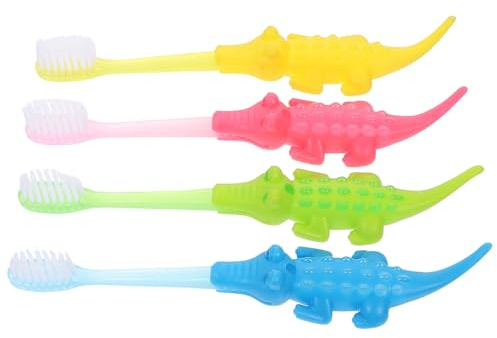 Ciieeo Kinderzahnbürsten mit Weichen Borsten 8 Stück aus Pp Material Kreative Kleine Krokodil Design Zahnpflege Zufällige Farbe für 3-12 für Zuhause und Unterwegs