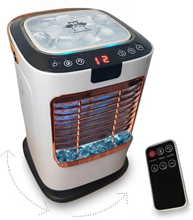 Cooli Frais ULTRA 26 TÉLÉCOMMANDÉ – Rafraîchisseur Mobile Rotatif 2026 Double Réservoir 1.3L (Eau + Glace) 6 Vitesses / 3 Modes – Rotation 120° – Rideau d’Eau + Double Pulvérisation USB Type-C Secteur