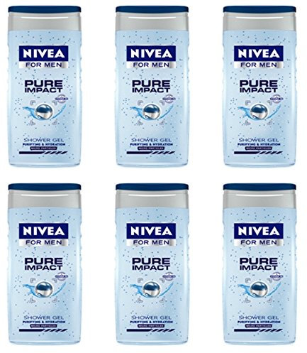 6 x ducha gel Nivea for Men Pure Impact cuerpo y cabello hombre oferta de stock