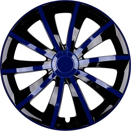 PREMIUM Radkappen Radzierblenden Radblenden 'Modell: Gral' 4er Set, Farbe: Blau Schwarz, Felgendurchmesser:15 Zoll