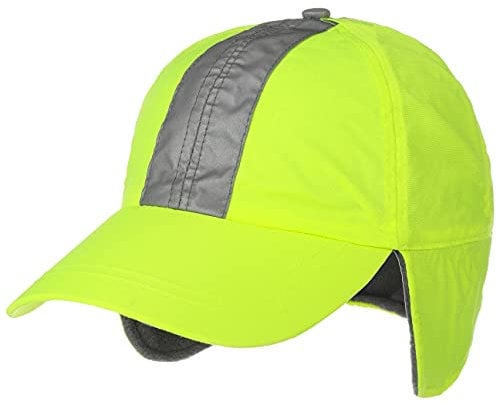 LIPODO Cappellino Riflettente Paraorecchie Donna/Uomo - Cappello Invernale Berretto Baseball Protezione Orecchie Chiuso Dietro, con Visiera, Fodera Inverno Autunno/Inverno - XL (59-60 cm) Giallo Neon