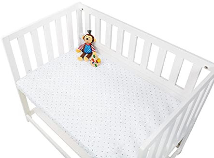 Pinolino 540024-7D Spannbetttücher für Wiegen, Anstellbettchen und Kinderwagen im Doppelpack 'Sternchen', Jersey, Uni, weiß/rosa