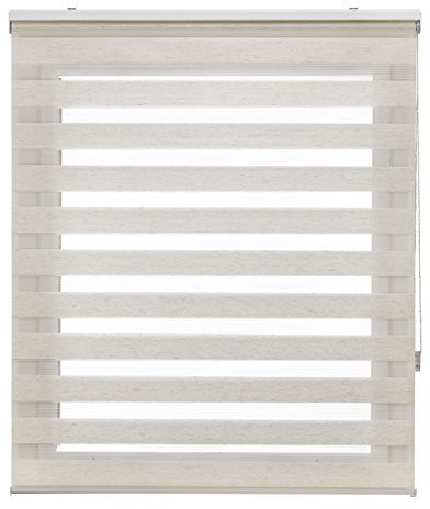 Uniestor Basic Duo Rollo Tag und Nacht Leinen- doppelrollo 100 x 250 cm (Breite x Länge). Stoffgröße 97 x 245 cm. Fensterrollo Zebra