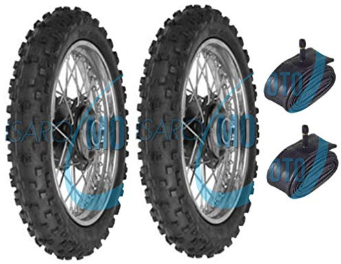2 gommes Jante Pneus + 2 chambres moto Mini Cross 2.50 – 10 tassellati percuté Minicross