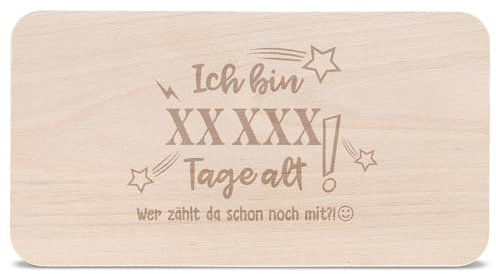 Frühstücksbrettchen mit Gravur - Zum Geburtstag - XXX Tage alt - Wer zählt da schon noch mit? - Alter in Tagen - Brotbrett aus Buche Holz lustiges Geburtstagsgeschenk