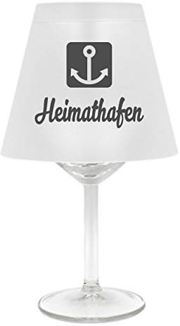 Lampenschirm für Weinglas ~ Heimathafen mit Anker, grau ~ Schirm ohne Glas ~ Windlicht