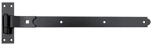 Merriway BH07128 Gate Hinge Heavy Duty Hook & Band Cranked Necked, Black, 600 x 50 x 4.5mm