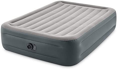 Intex Dura-Beam Plus Series Essential Rest Airbed with Internal Electric Pump, Bed Height 18, Queen (2021 Model) Grey