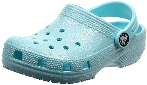 Crocs Unisex Kids Classic Glitter Clog K Clogs, Ice Blue, 7 UK Child